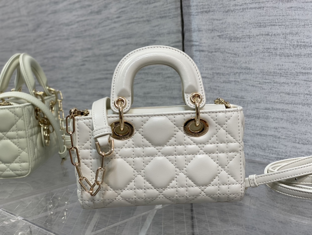 Micro Lady D-Joy Bag Latte Cannage Lambskin